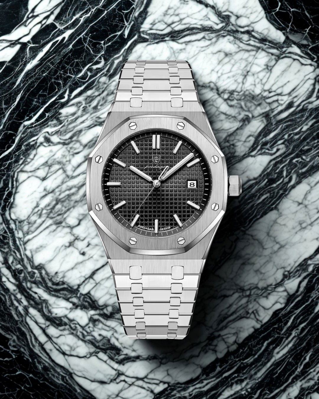 Reloj Poedagar | Oxford Silver Black