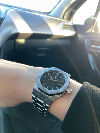 Reloj Poedagar | Oxford Silver Black