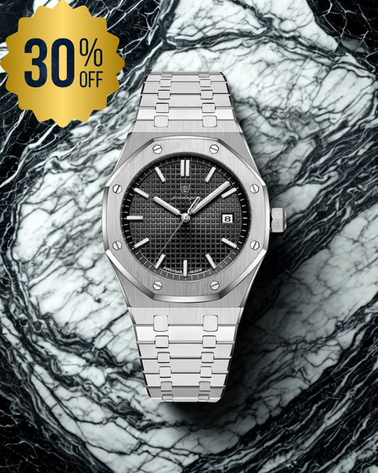 Reloj Poedagar | Oxford Silver Black